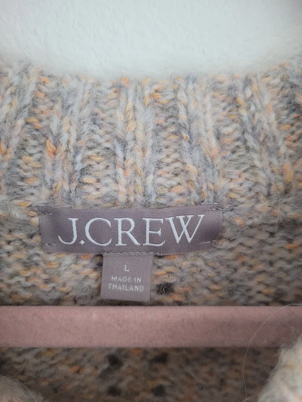 J.CREW Marled Chunky Knit Alpaca Wool Blend Crewneck Sweater Cozy Speckled Gray